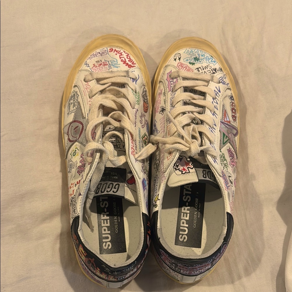 Golden Goose Superstar Graffiti Leather Low Tops with Dustbag